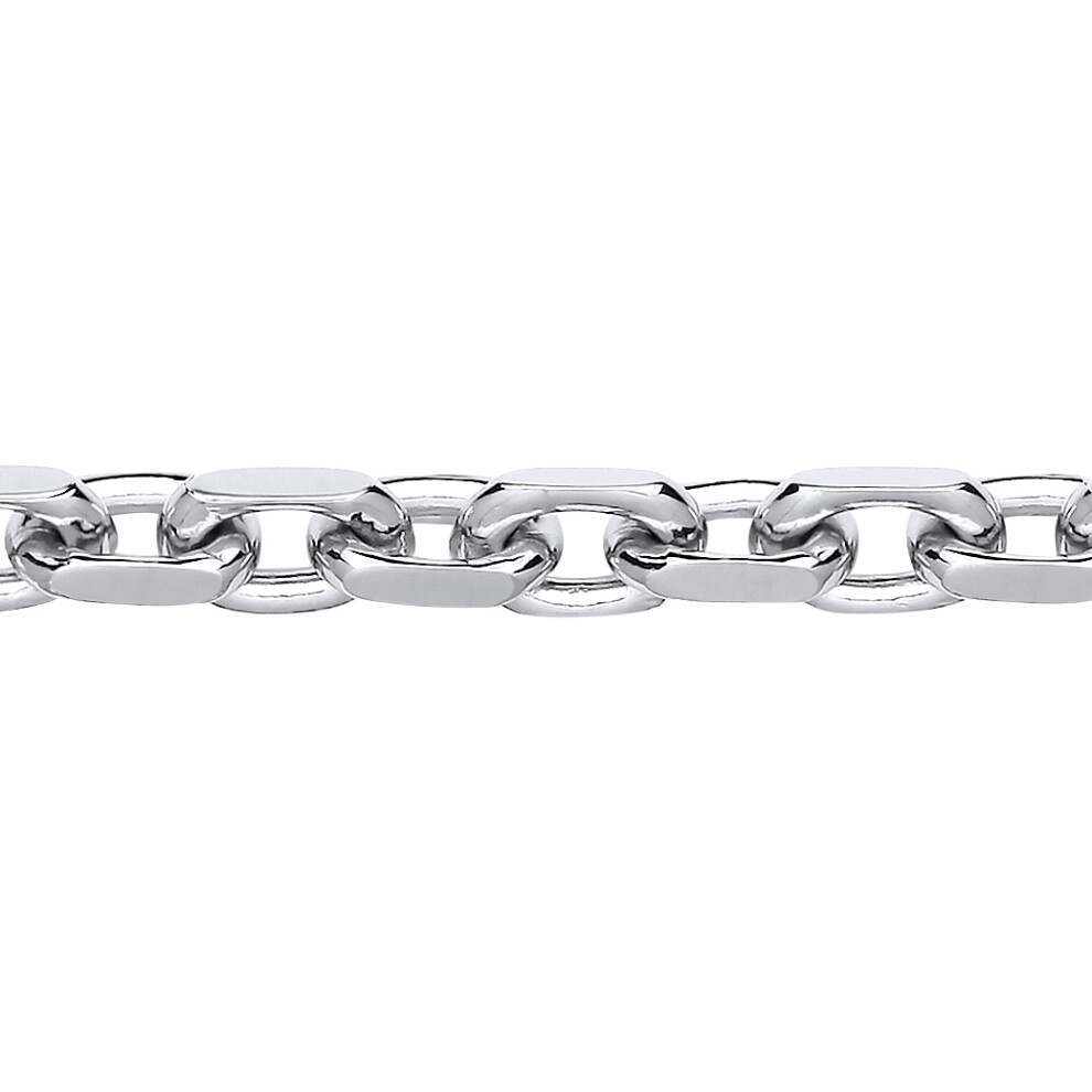 Jewelco London Mens Rhodium Plated Sterling Silver Chunky Cable Square Belcher Chain Bracelet 7mm 8.5 inch - GVB526