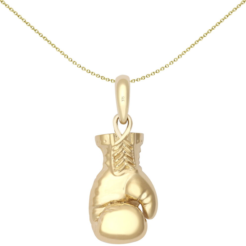Jewelco London Men's Solid 9ct Yellow Gold Realistic 3D Single Boxing Glove Novelty Pendant, Large - JPD593