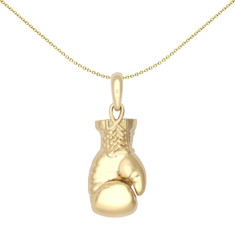 Jewelco London Unisex Solid 9ct Yellow Gold Realistic 3D Single Boxing Glove Novelty Pendant, Medium - JPD592