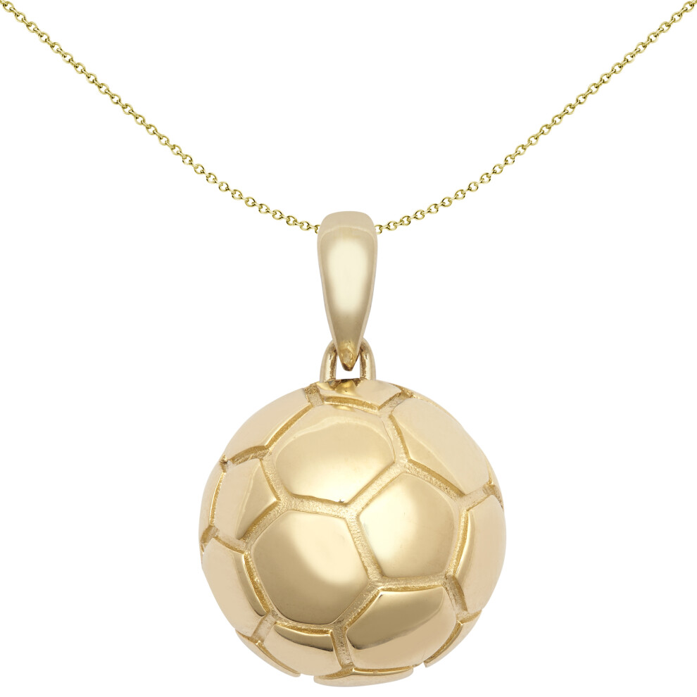 Jewelco London Unisex 9ct Yellow Gold 3D Retro 27 Panel Football Soccer Ball Novelty Pendant - JPD606