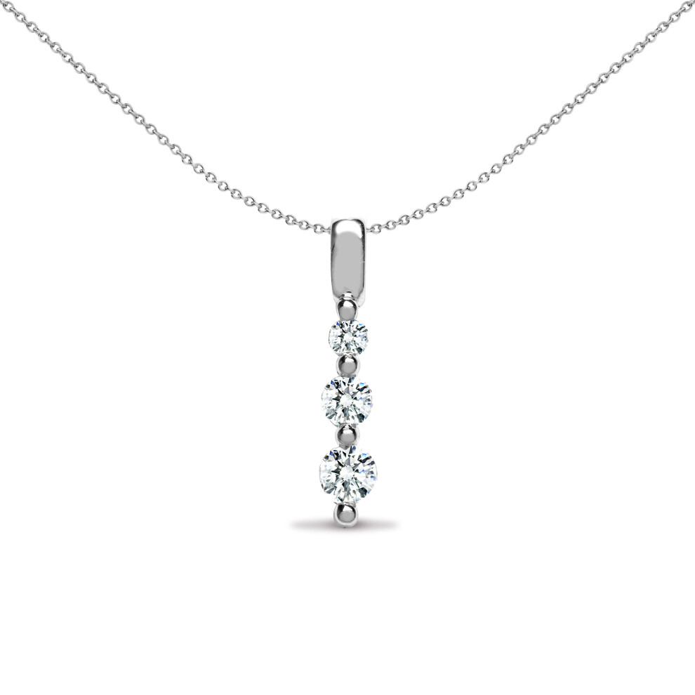 18ct White Gold  0.25ct Diamond Trilogy Drop Pendant - 18P167