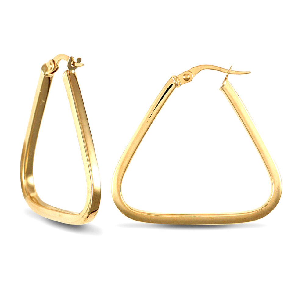 9ct Gold  Square Tube Triangle 2mm Hoop Earrings - JER551