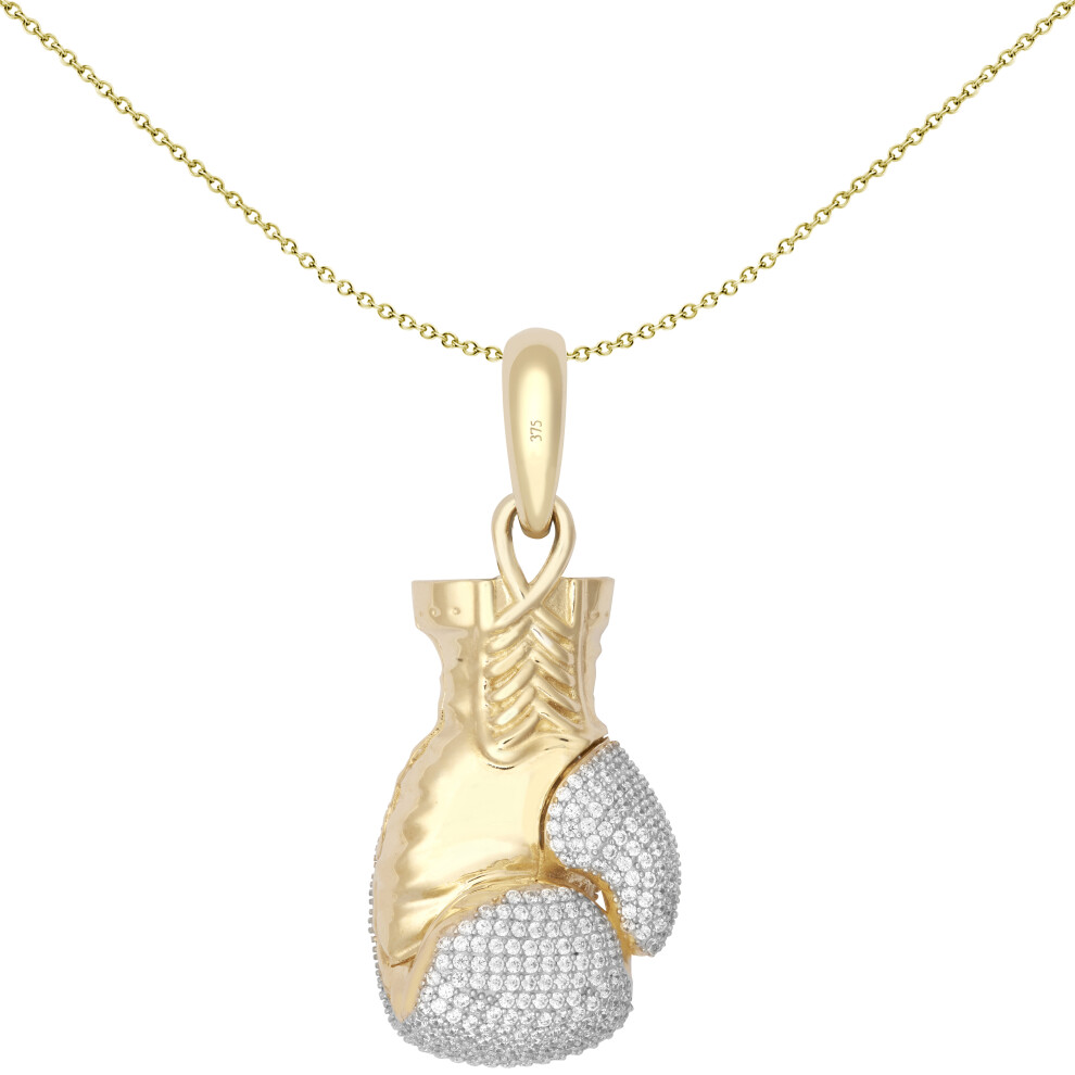 9ct 2-Colour Gold  CZ 3D Single Boxing Glove Pendant, Large - JPD596