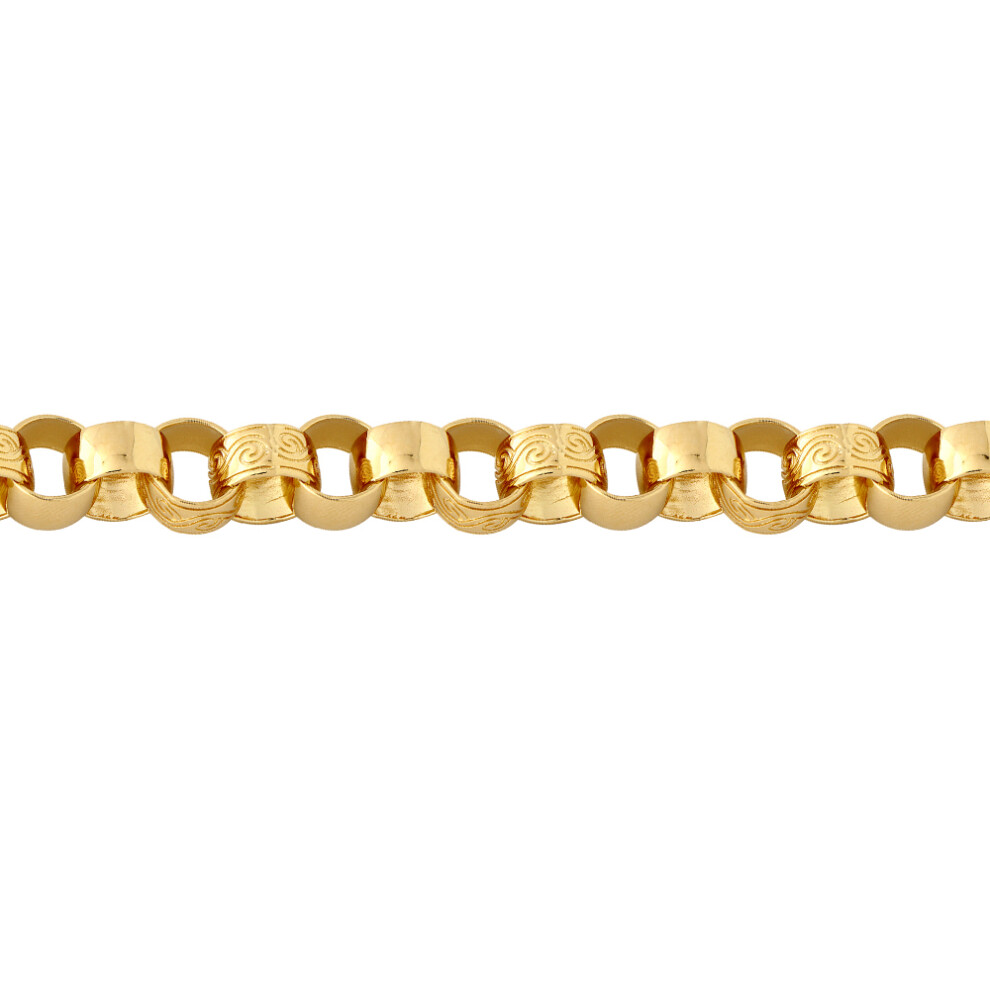 Jewelco London Men's Solid 9ct Yellow Gold Hand Assembled Engraved Cast Belcher 11.5mm Gauge Chain Bracelet, 9 inch 23cm - JCN001N-9