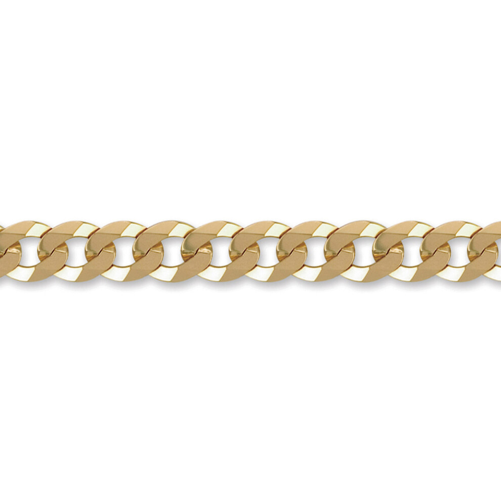 Jewelco London Ladies Solid 9ct Yellow Gold Flat Curb 9.2mm Gauge Chain Bracelet, 7.5 inch 19cm - JCN037H-7.5