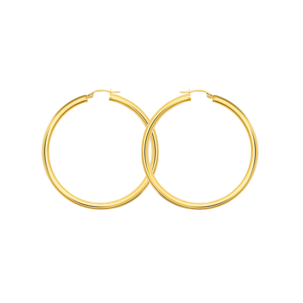 Jewelco London Ladies 9ct Yellow Gold Polished 3mm Hoop Earrings 45mm - JER179D
