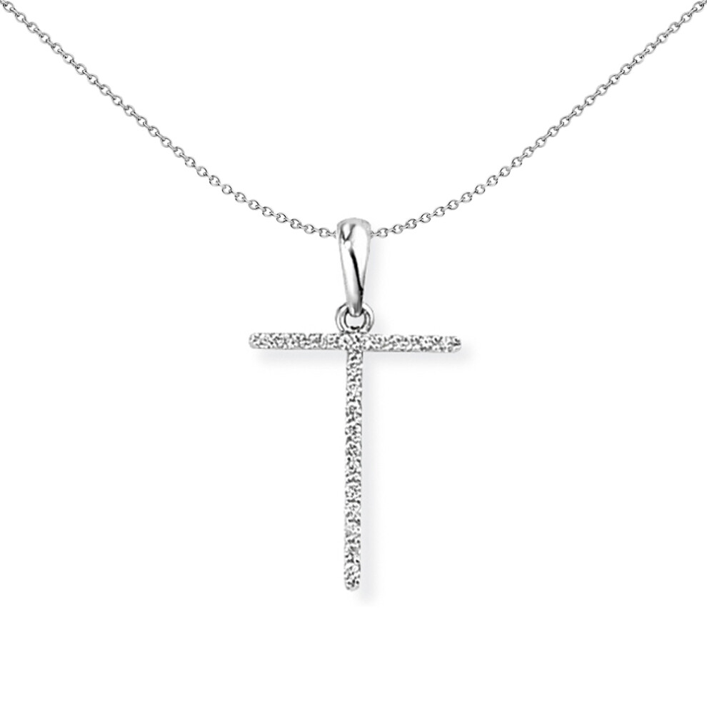 Jewelco London 18ct White Gold Pave Diamond Initial Charm Pendant Letter T 12mm x 20mm - INNR027-T