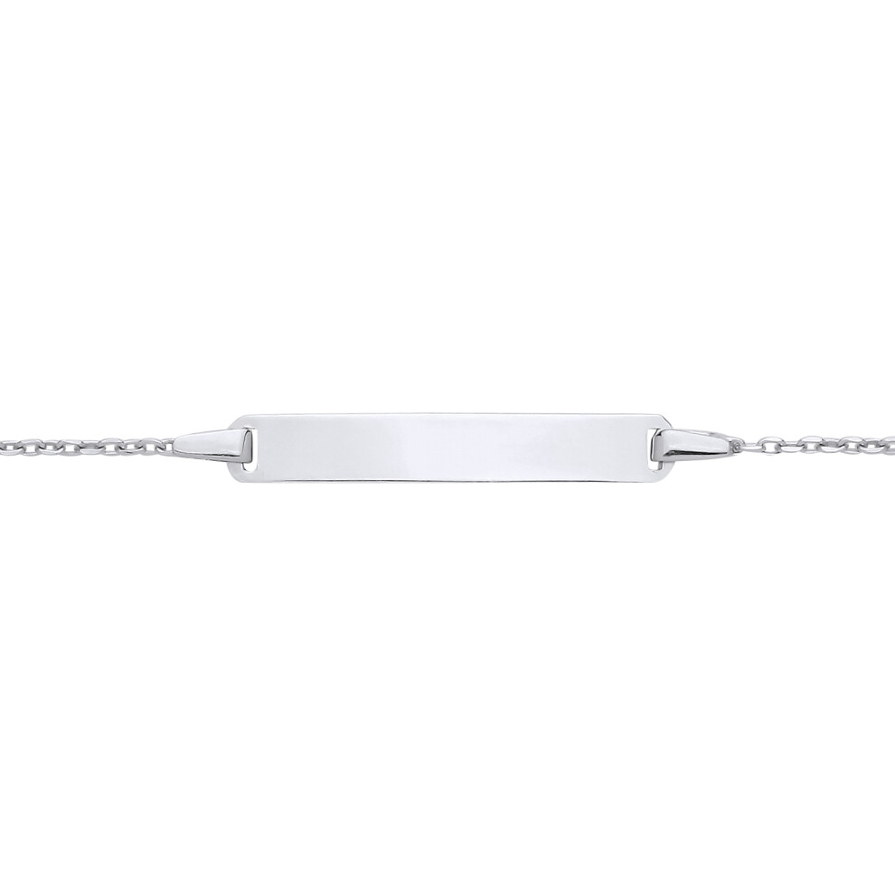 Jewelco London Kids Rhodium Plated Sterling Silver Trace Chain Identity ID Bar Bracelet 5 + 1 inch - ID44