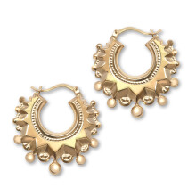 Jewelco London Ladies 9ct Yellow Gold Round Chandelier Spikey Creole Earrings 28mm - JER776