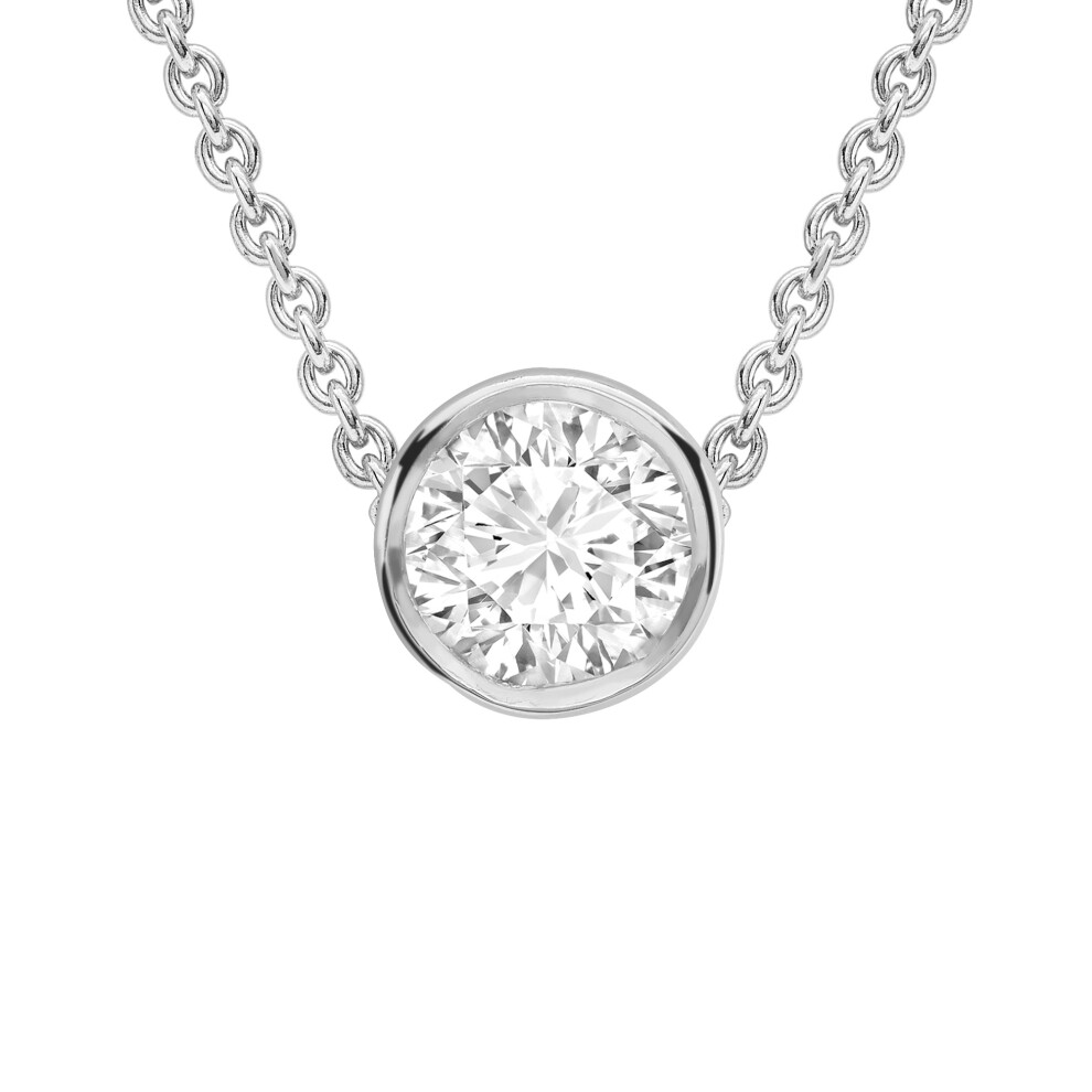 18ct White Gold  Diamond Solitaire Slider Necklace 0.9mm 18" 14pts - CWNR02180-18