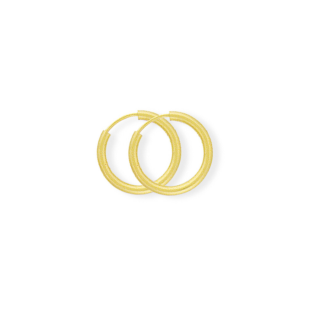Jewelco London Ladies 9ct Yellow Gold 1.2mm Gauge Sleeper Hoop Earrings - 14mm - SENR02932