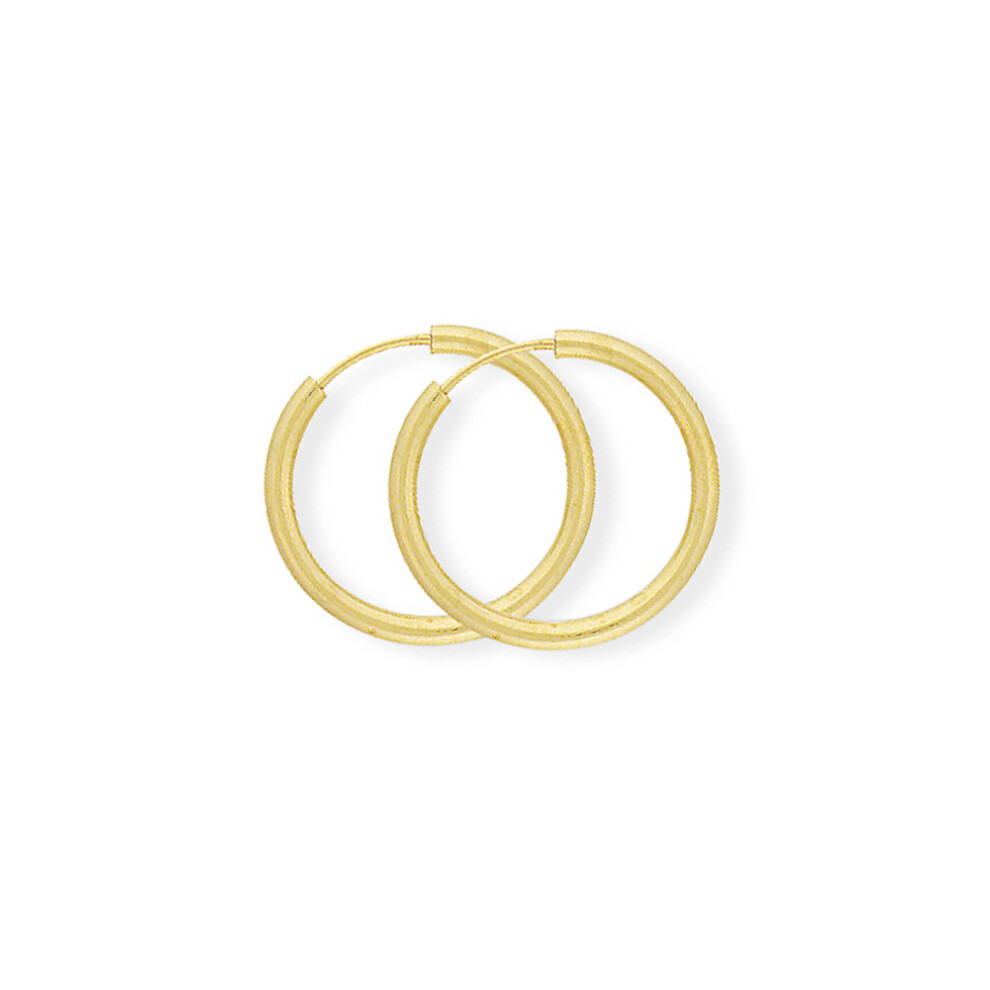 9ct Gold  1.2mm Gauge Sleeper Hoop Earrings - 18mm - SENR02933