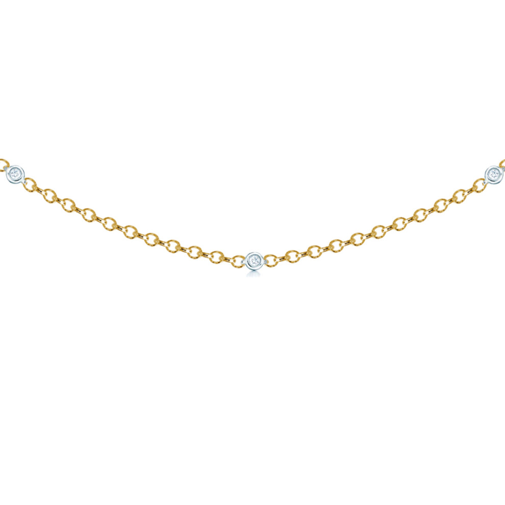 (16) Jewelco London Ladies Solid 18ct 2 Colour Gold Rub Over Set Round G SI1 Diamond By The Inch Eternity Necklace