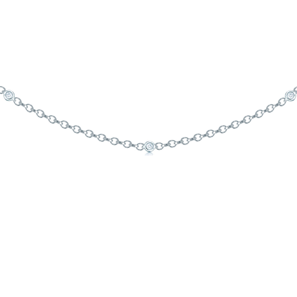 (18) Jewelco London Ladies Solid 18ct White Gold Rub Over Set Round G SI1 Diamond By The Inch Eternity Necklace