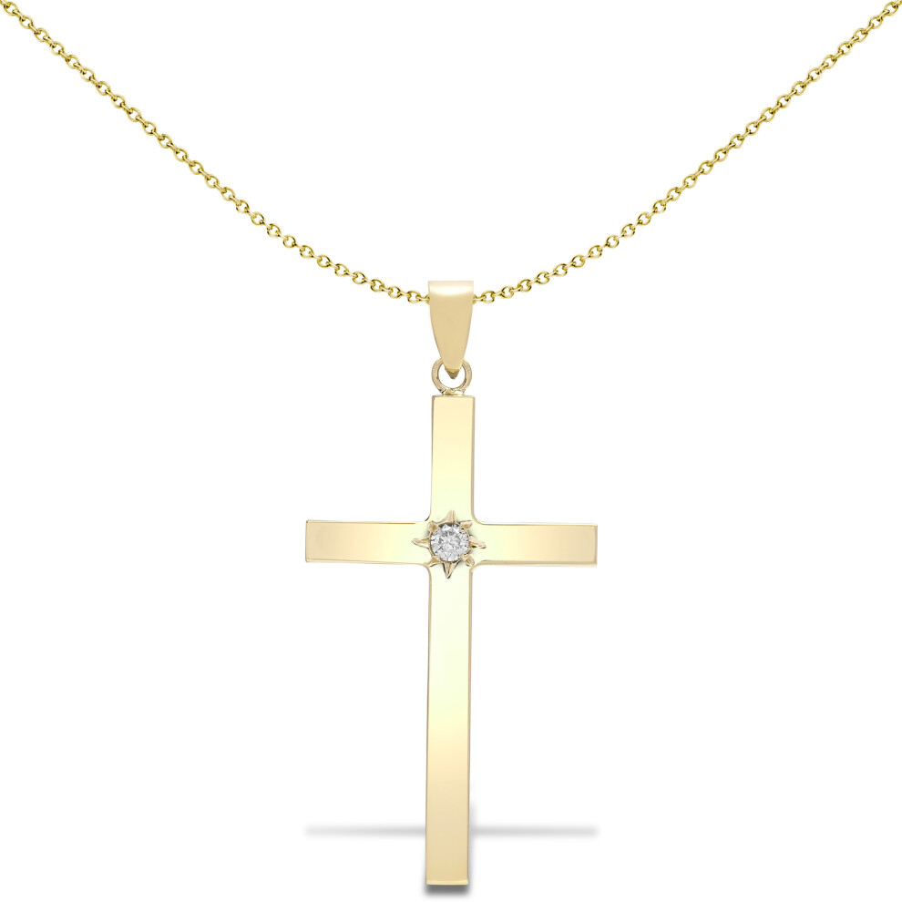 9ct Gold  0.1ct Diamond Solitaire Cross Pendant - 9X060