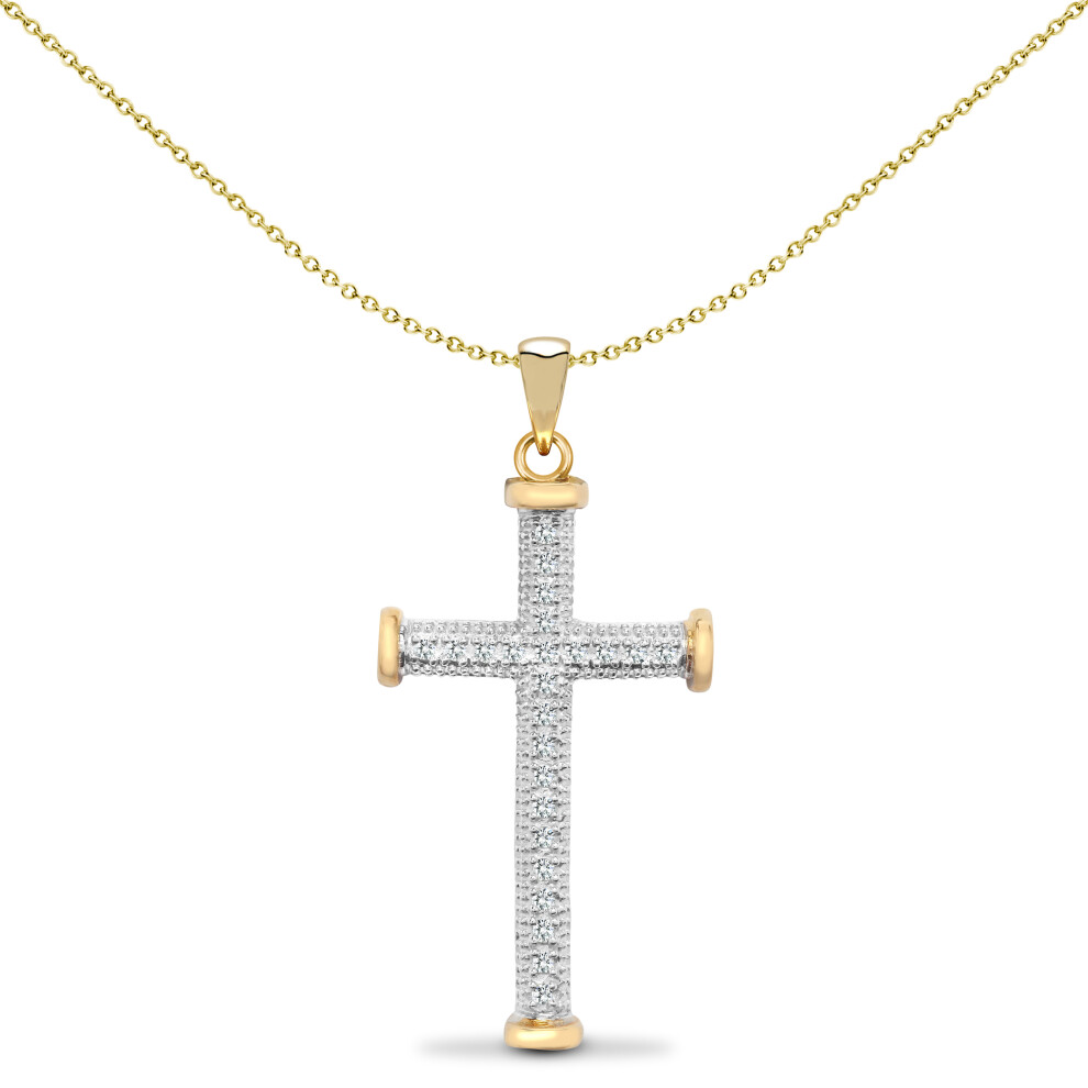 9ct Gold  0.1ct Diamond Collared Cross Pendant - 9X080