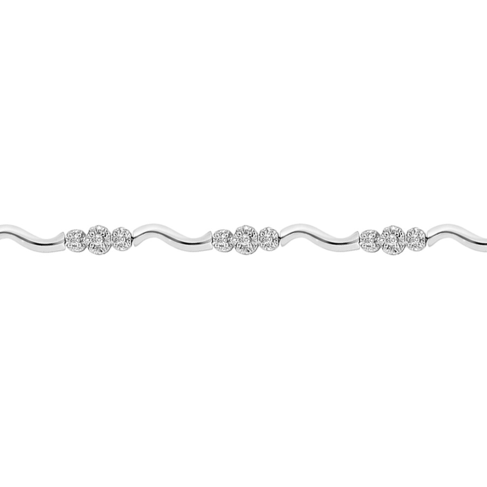 Jewelco London Ladies Solid 9ct White Gold 4 Claw Set Round H I1 0.52ct Diamond Fancy Tennis Bracelet - 9B021