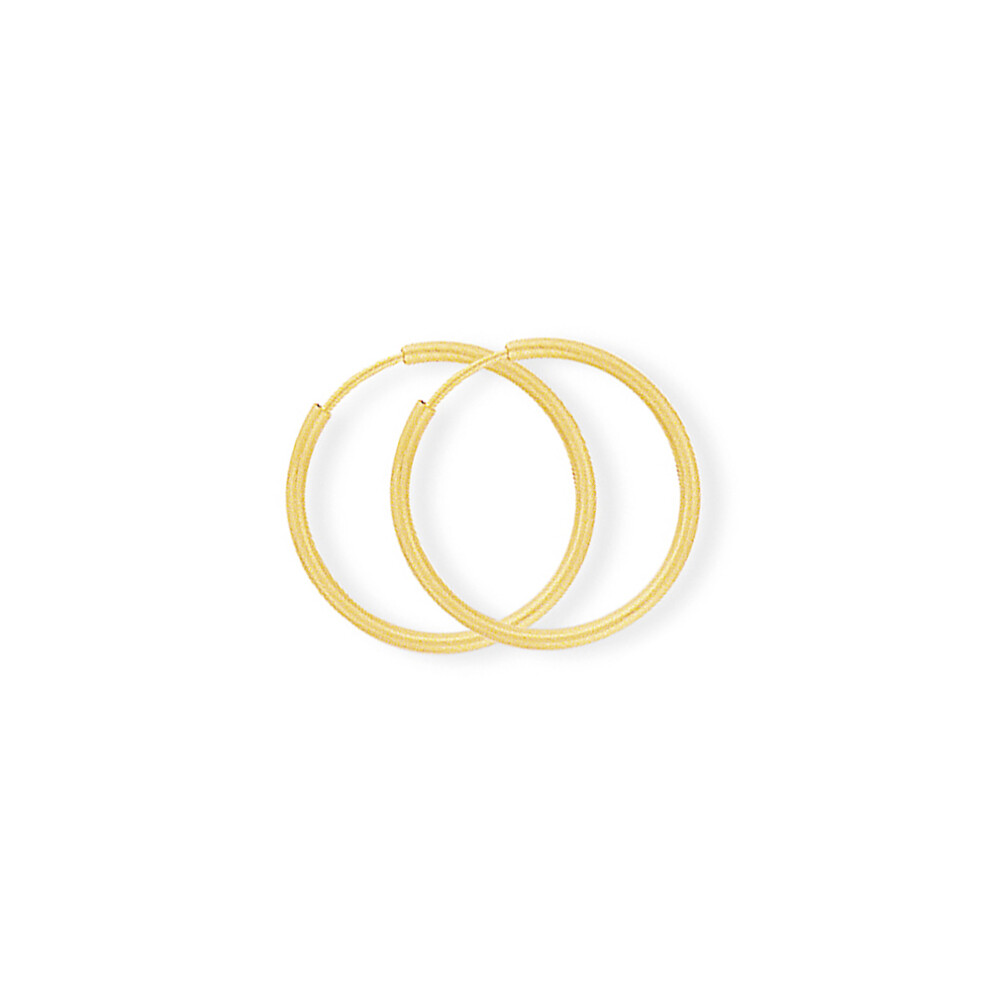 Jewelco London Ladies 9ct Yellow Gold 0.75mm Gauge Thin Sleeper Hoop Earrings - 18mm - SENR02927