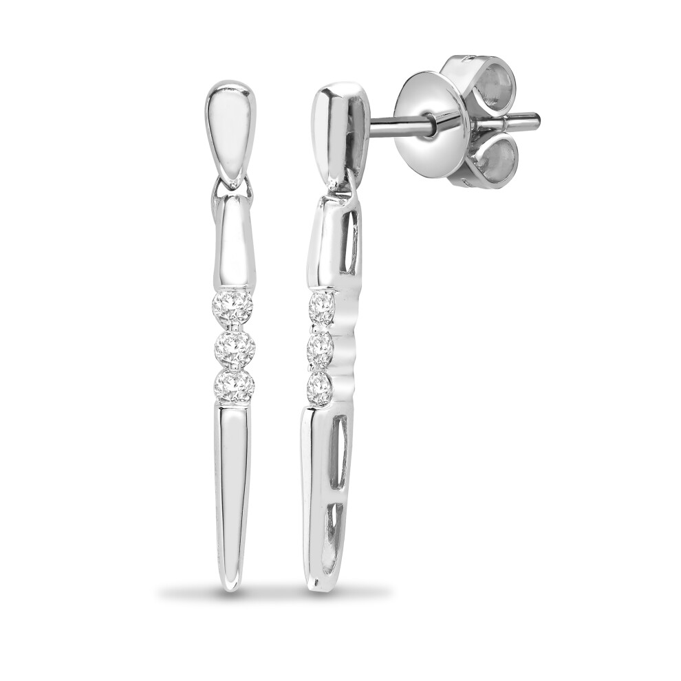 Jewelco London Ladies Solid 18ct White Gold 4 Claw Set Round H I1 0.24ct Diamond Cool Icicle Drop Earrings - 18E158