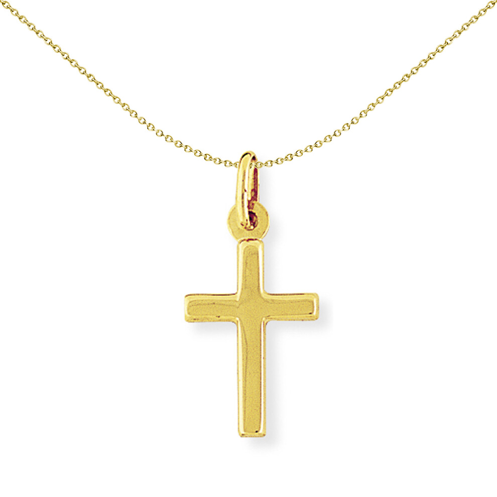 Jewelco London 9ct Yellow Gold Polished Delicate Discreet Cross Charm Pendant 12x25mm - CRNR02020