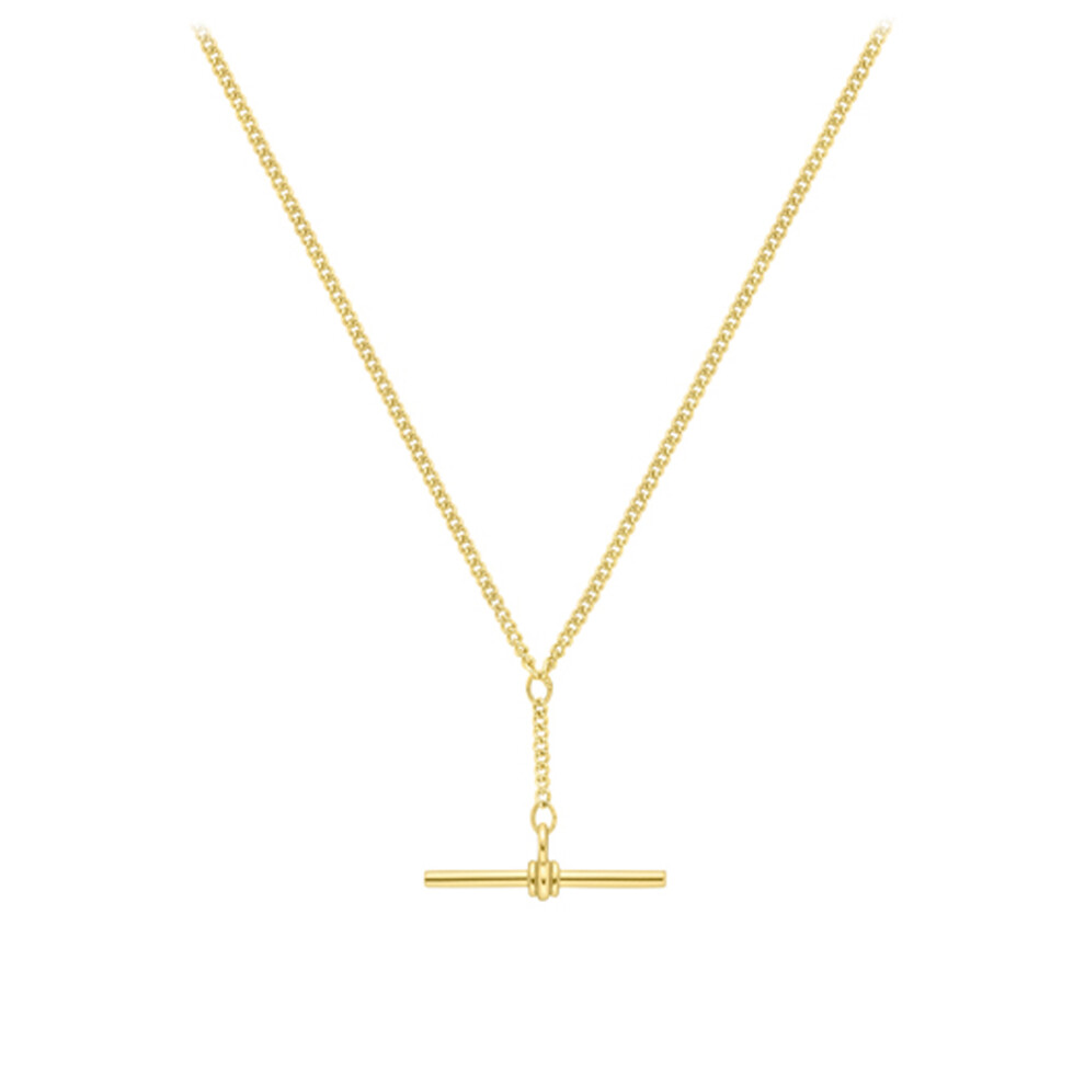 Jewelco London 9ct Yellow Gold Tight-linked Curb T-Bar Necklace 18" 45cm - CANR02022-18