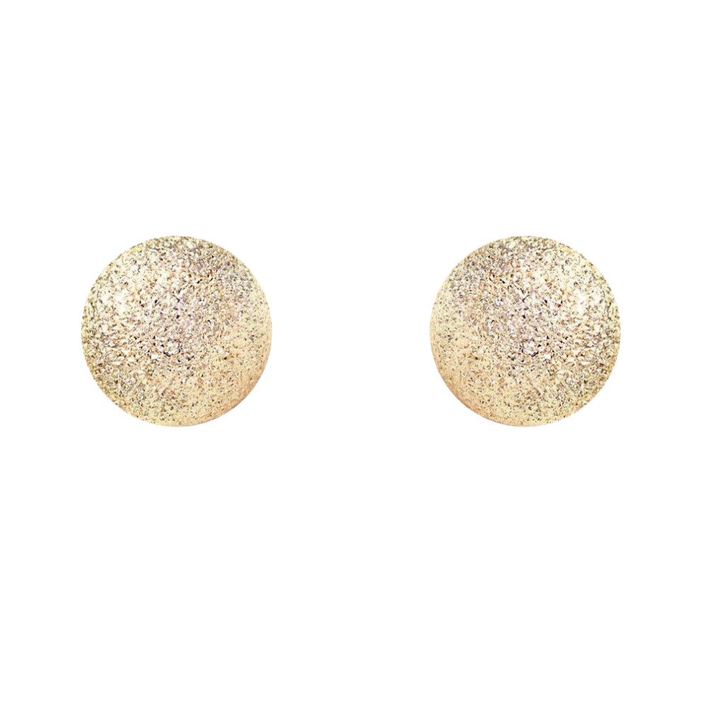 Jewelco London Ladies 9ct Yellow Gold Moondust Frosted Ball Stud Earrings - 6mm - SENR02208