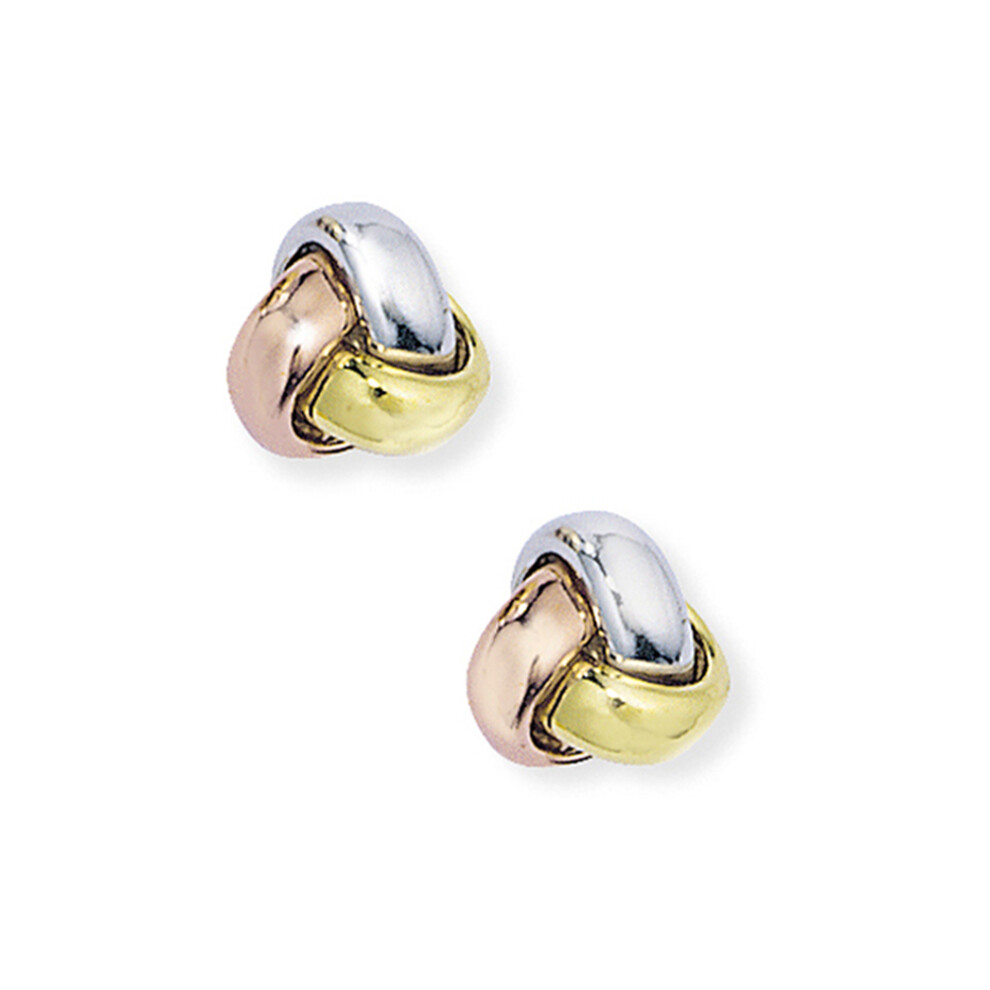 Jewelco London 18ct White, Rose & Yellow Gold - Knot Earrings - - EGNR02228