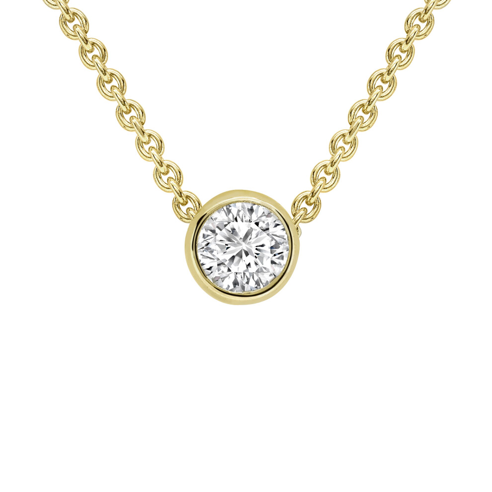 Jewelco London 18ct Yellow Gold Diamond Donut Bezel Slider Solitaire Necklace 0.9mm 18" 45cm 5pts - CBNR02178-18