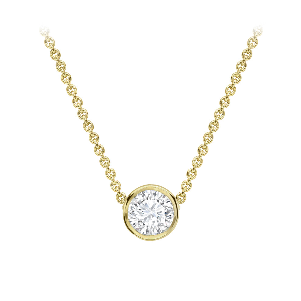 Jewelco London 18ct Yellow Gold Diamond Donut Bezel Slider Solitaire Necklace 0.9mm 18" 45cm 14pts - CBNR02180-18