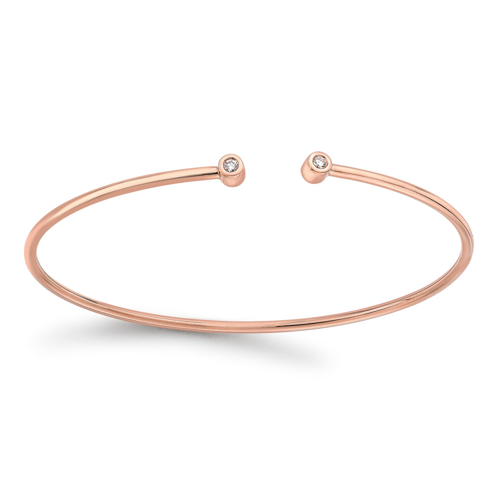 18ct Rose Gold  Diamond Donut Solitaire Torque Bangle 1.5mm 5pts - BGNR02051