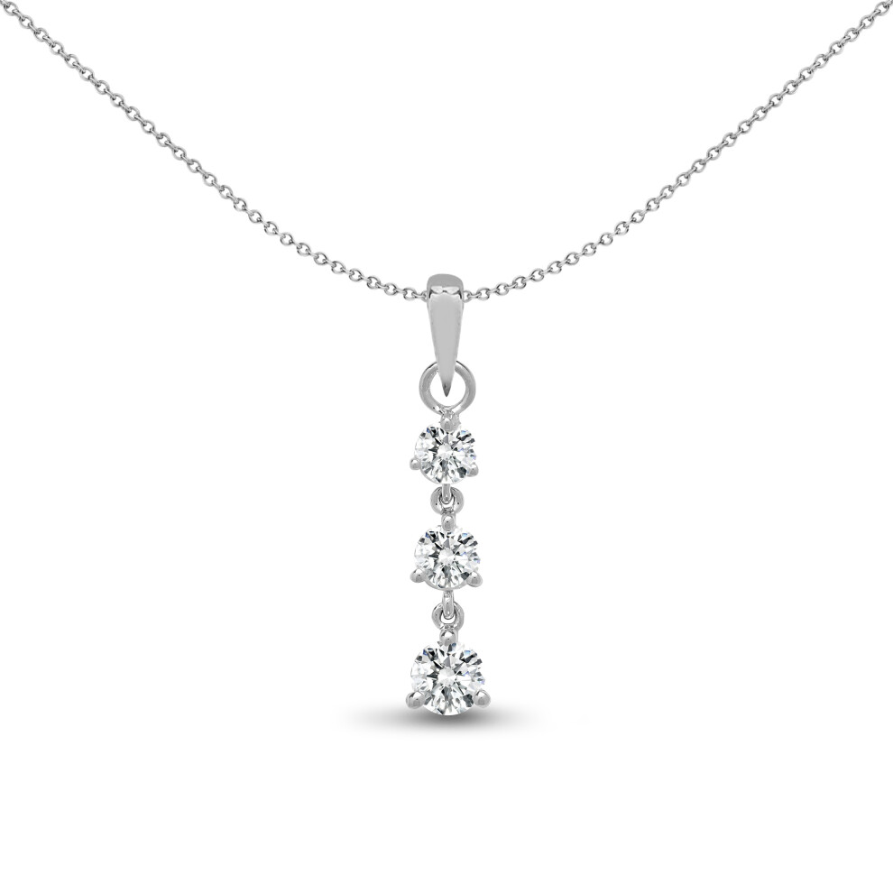 Jewelco London Ladies Solid 18ct White Gold 3 Claw Set Round G SI1 0.4ct Diamond Flexible Trilogy Drop Pendant - 18P051