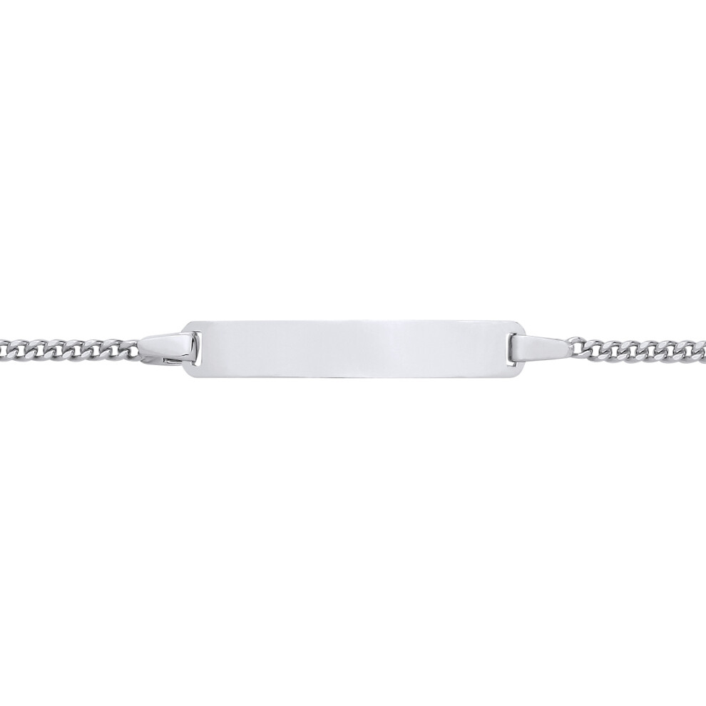 Jewelco London Kids Rhodium Plated Sterling Silver Classic Curb Identity ID Bar Bracelet 5 + 1 inch - ID49