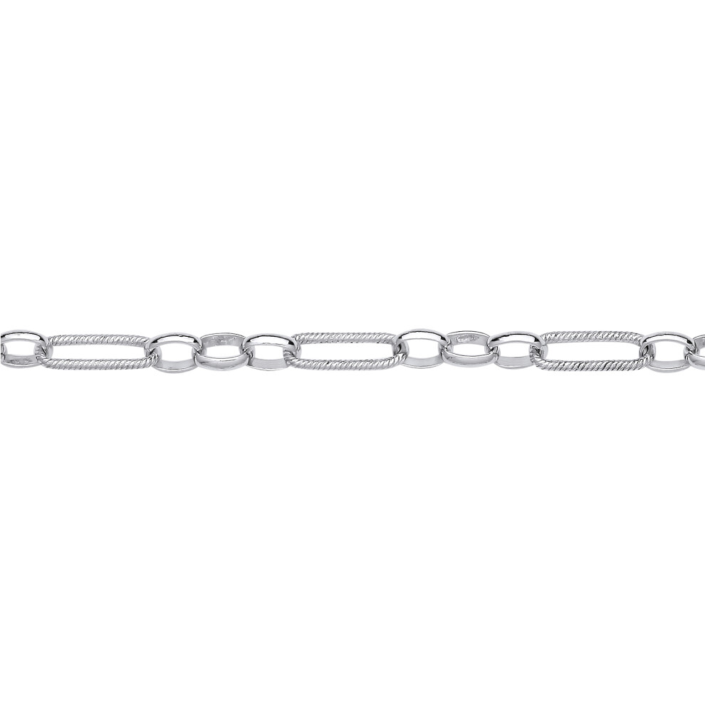 Jewelco London Ladies Sterling Silver Figaro Twisted Oval Paperclip Belcher Chain Necklace 5mm 20 inch 50cm - GVK437