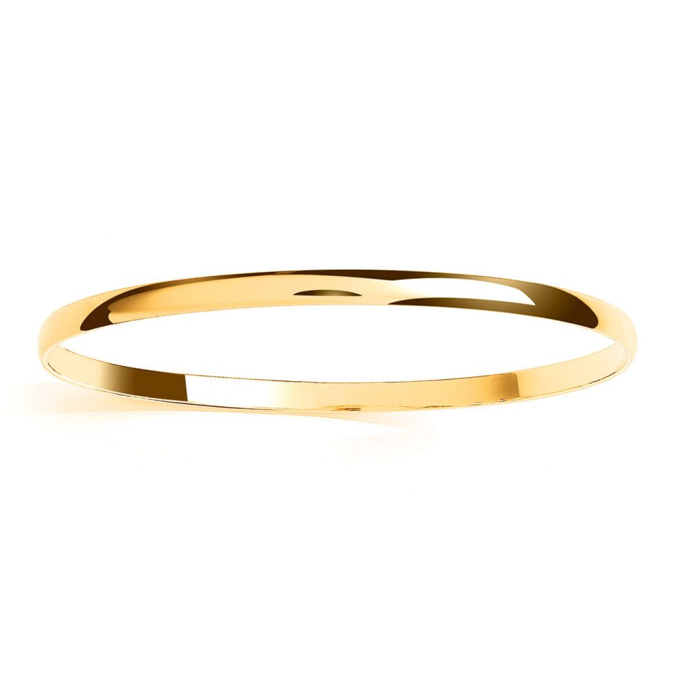 Jewelco London Ladies Gold-Plated Sterling Silver D-Shape Slave Bangle Bracelet 4mm - GVG217G