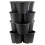 GEEZY GEEZY 4 Black Plastic Trio Planter Vertical Stackable Flower Pot Veggies Fruits Herbs 4