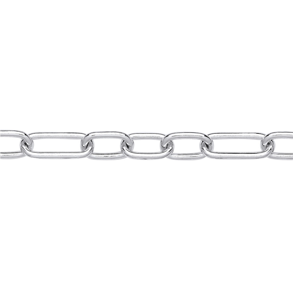 Jewelco London Ladies Rhodium Plated Sterling Silver Chunky Oval Pill Paper Clip Chain Necklace 8mm 20 inch 50cm - GVK440