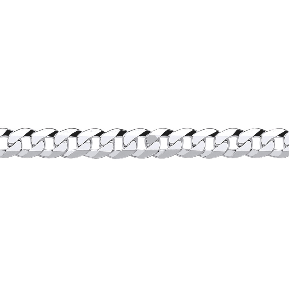 Jewelco London Mens Rhodium Plated Sterling Silver Bevelled Ultra Flat Curb Chain Bracelet 6mm 8.5 inch - GVCH35-8.5