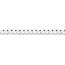 Jewelco London Mens Rhodium Plated Sterling Silver Bevelled Ultra Flat Curb Chain Bracelet 4mm 8.5 inch - GVCH33-8.5