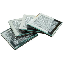SERENA'S 4 Pack Crushed Diamond Crystal and Mirror Coasters for Home