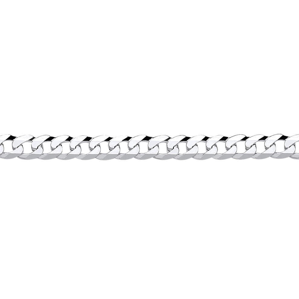 Jewelco London Mens Rhodium Plated Sterling Silver Bevelled Ultra Flat Curb Chain Bracelet 5mm 8.5 inch - GVCH34-8.5