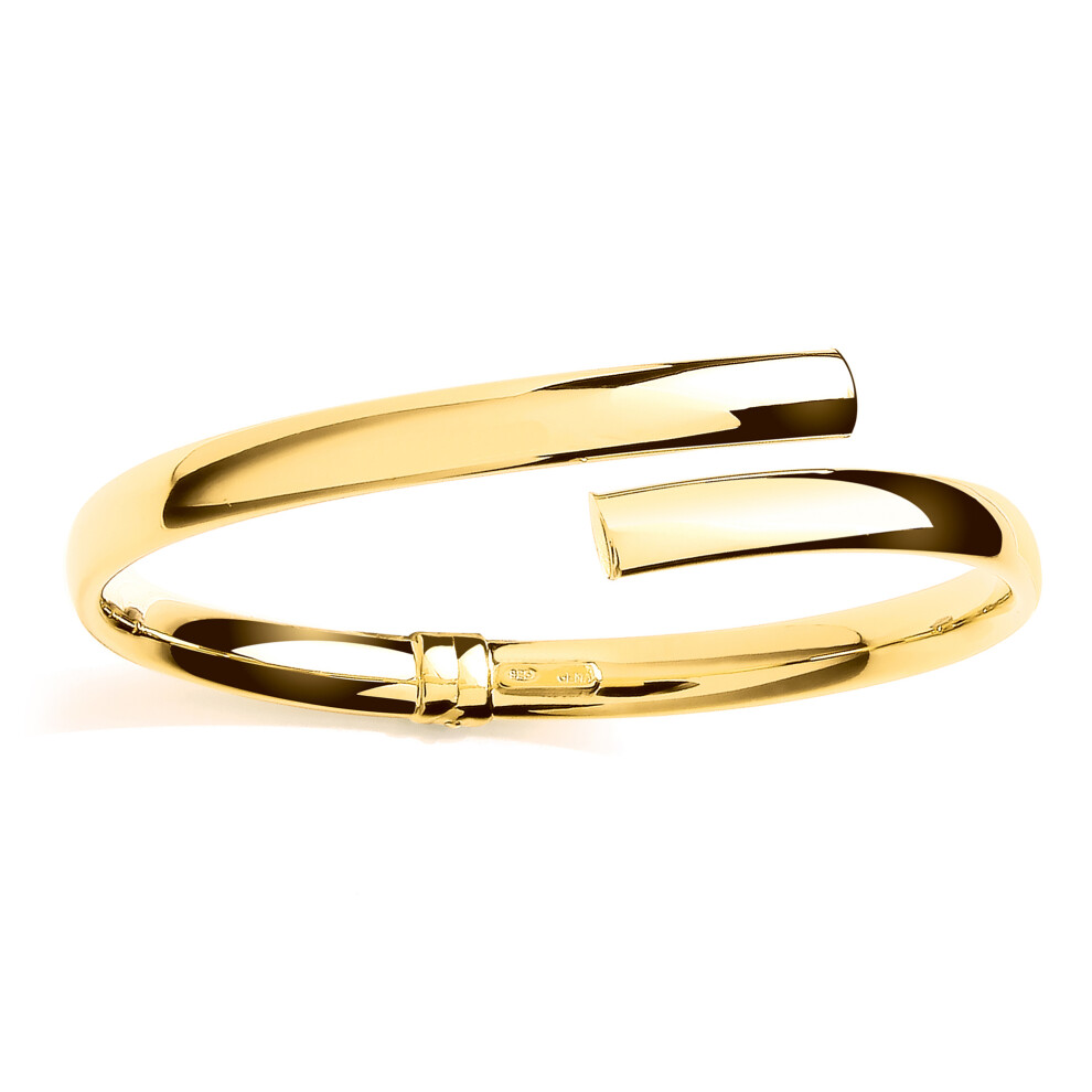 Jewelco London Ladies Gold-Plated Sterling Silver Oval Tube Crossover Bypass Bangle Bracelet - GVG232G