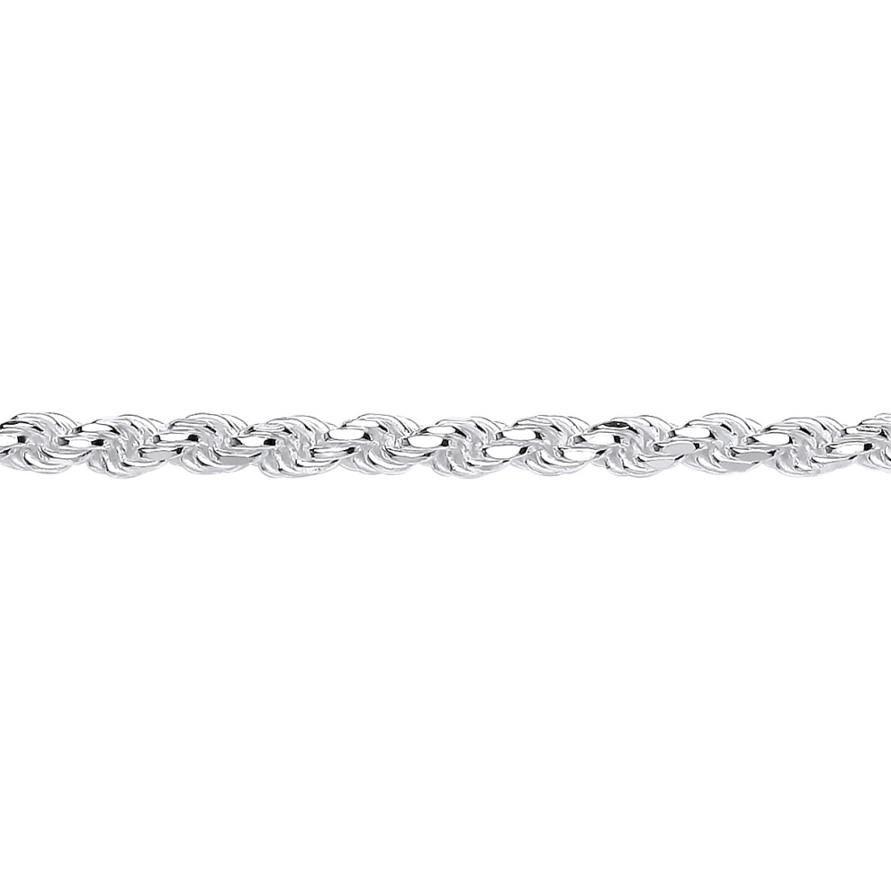 Jewelco London Mens Rhodium Plated Sterling Silver Diamond-cut Solid Rope Chain Bracelet 4mm 8.5 inch - GVCH43-8.5