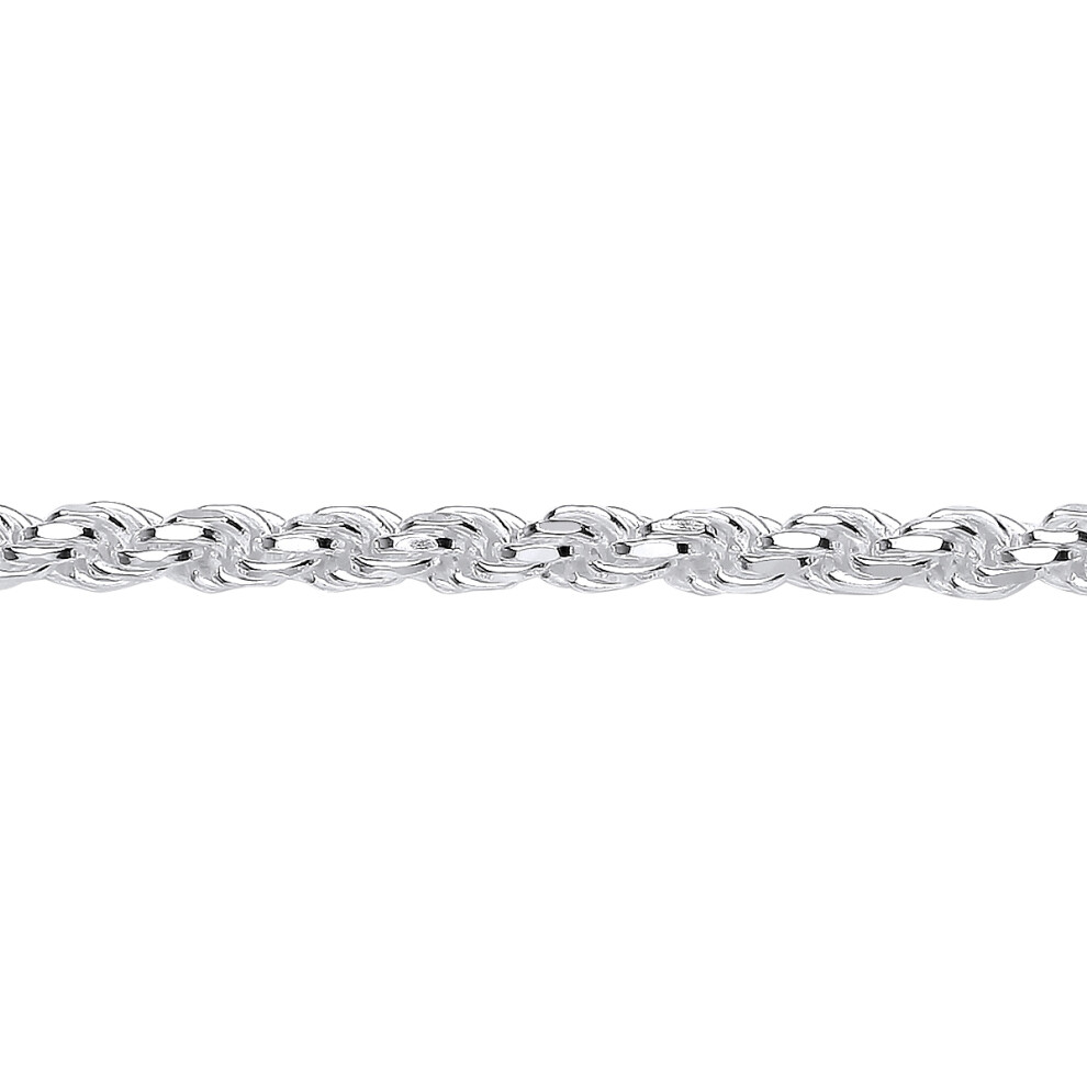 Jewelco London Mens Rhodium Plated Sterling Silver Diamond-cut Solid Rope Chain Bracelet 5mm 8.5 inch - GVCH44-8.5