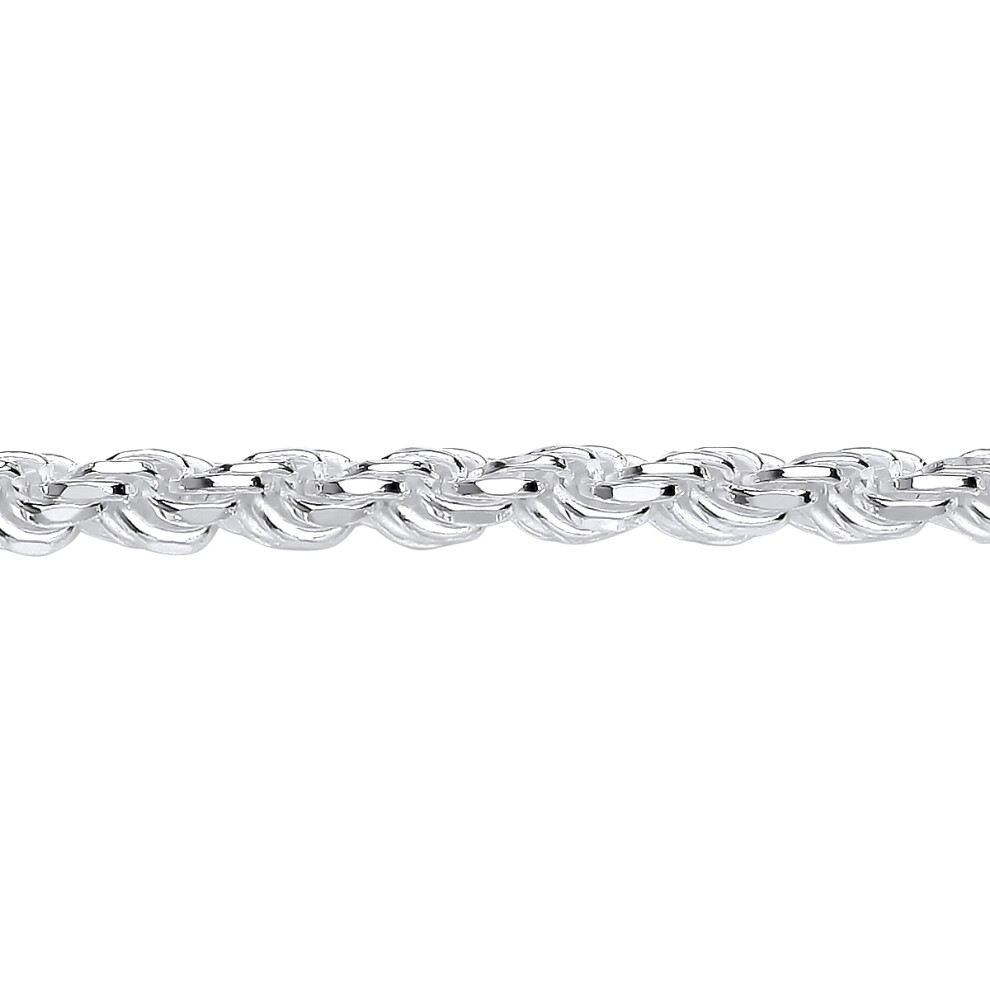 Jewelco London Mens Rhodium Plated Sterling Silver Diamond-cut Solid Rope Chain Bracelet 6mm 8.5 inch - GVCH45-8.5