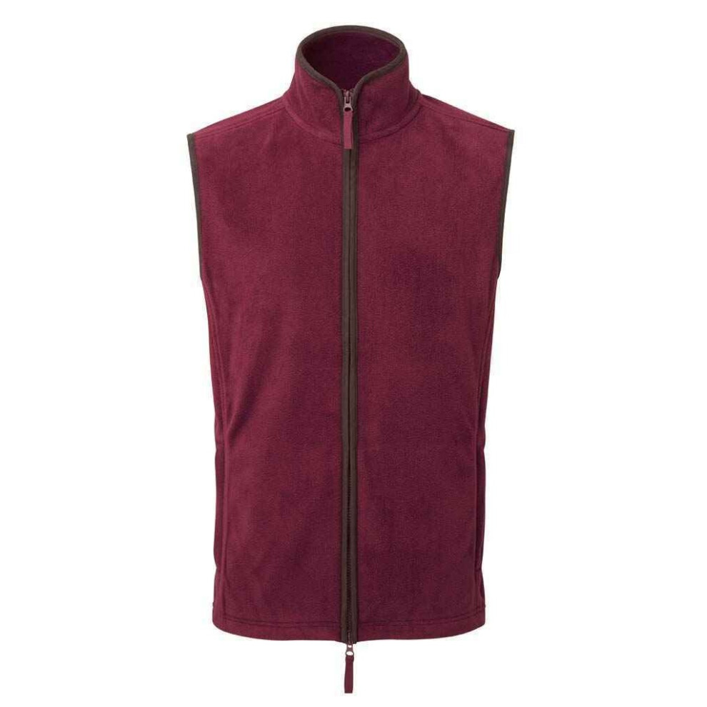 (2XL, Burgundy/Brown) Premier Mens Artisan Fleece Gilet