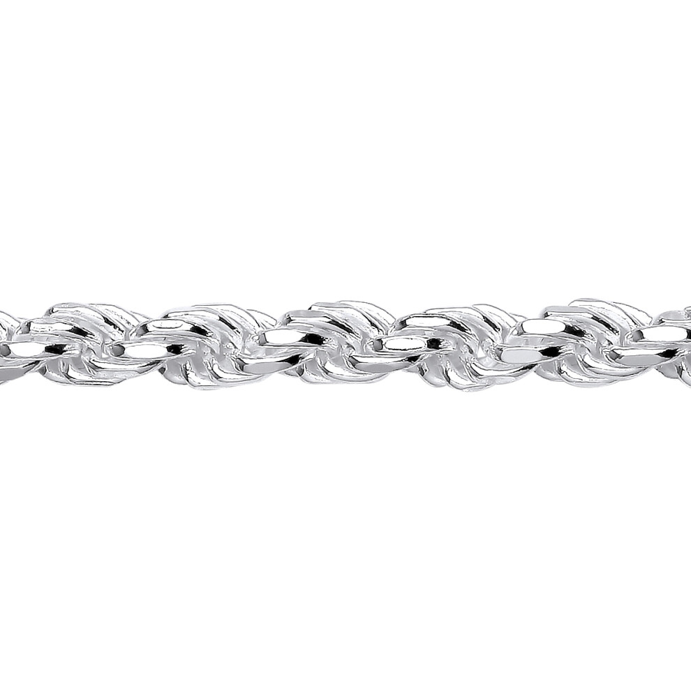 Jewelco London Mens Rhodium Plated Sterling Silver Diamond-cut Solid Rope Chain Bracelet 7mm 8.5 inch - GVCH46-8.5
