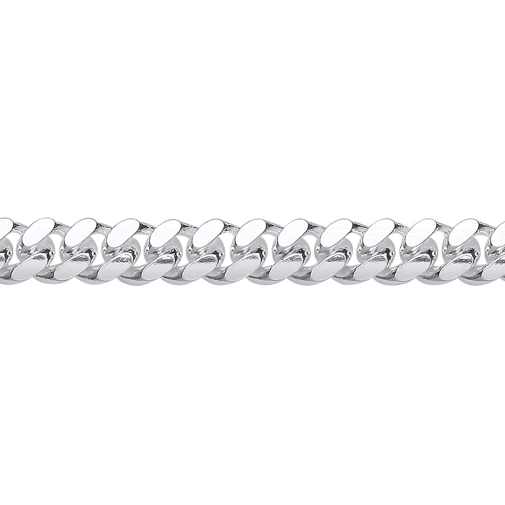 Jewelco London Unisex Rhodium Plated Sterling Silver Miami Cuban Court Curb Link Chain Bracelet 8mm 7.5 inch - GVCH57-7.5