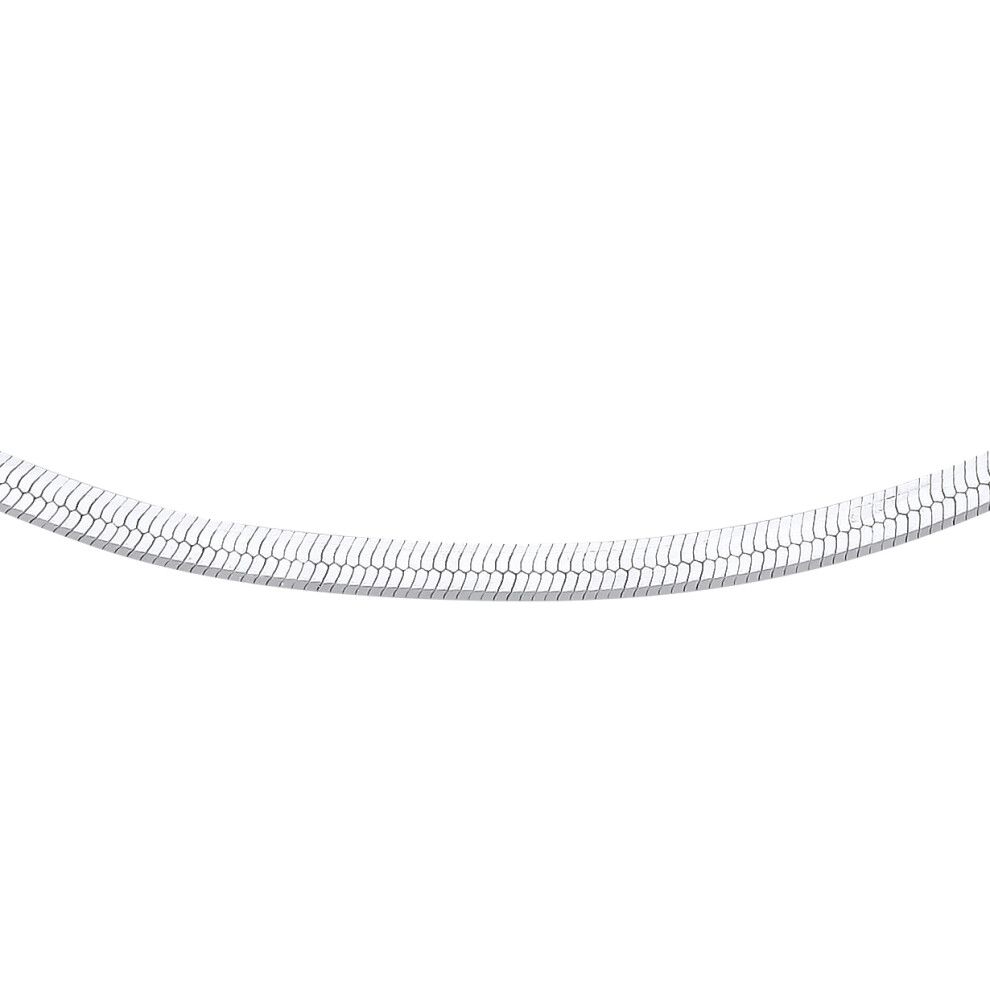 Jewelco London Ladies Rhodium Plated Sterling Silver Flat Herringbone Chain Necklace 3mm 14 + 1.5 inch - GVCL013