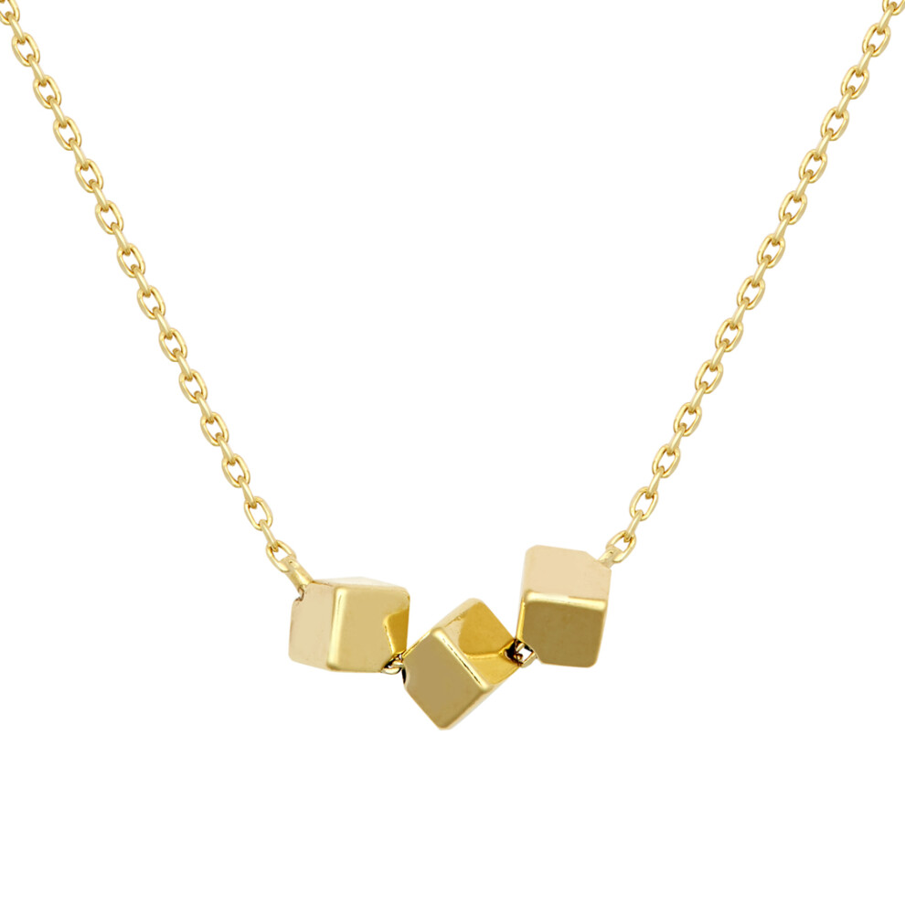 Jewelco London Ladies 9ct Yellow Gold Hollow Cube Rolo Link Trace Chain Necklace, 18 inch - JBB388-18