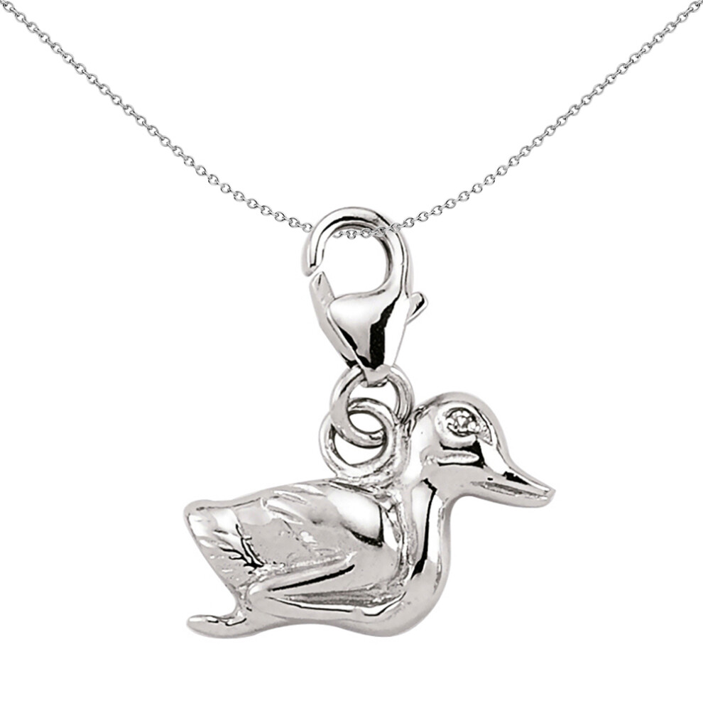 Jewelco London Rhodium Coated Sterling Silver Rubber Ducky Link Charm - CM031